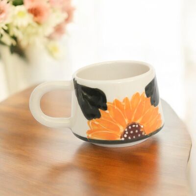 El İşi Seramik Ayçiçeği Kupa Bardak Mug - 2