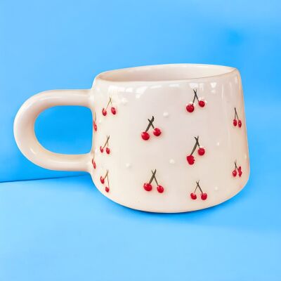 El İşi Klasik Baby Kiraz Desenli Seramik Kupa Bardak Mug - 6