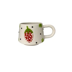 El İşi Klasik Çilek Desenli Seramik Kupa Bardak Mug - 2