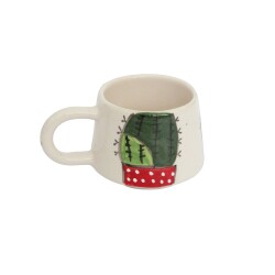 El İşi Klasik Kaktüs Desenli Seramik Kupa Bardak Mug - 1
