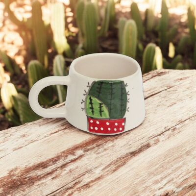 El İşi Klasik Kaktüs Desenli Seramik Kupa Bardak Mug - 5