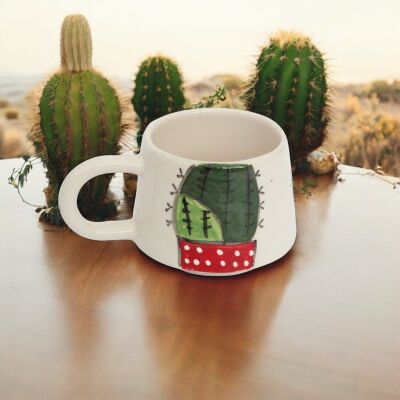 El İşi Klasik Kaktüs Desenli Seramik Kupa Bardak Mug - 3