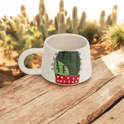 El İşi Klasik Kaktüs Desenli Seramik Kupa Bardak Mug - 7