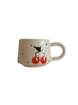 El İşi Klasik Kiraz Desenli Seramik Kupa Bardak Mug - 2
