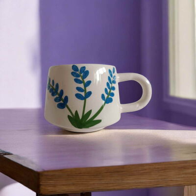 El İşi Klasik Lavanta Desenli Seramik Kupa Bardak Mug - 2