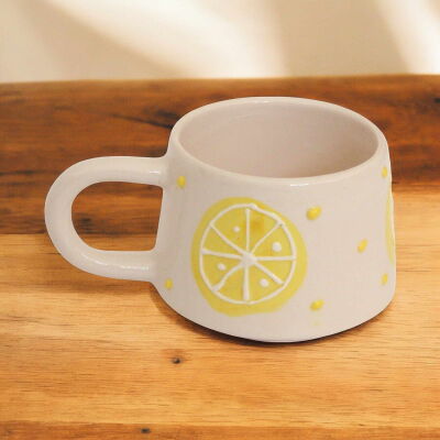 El İşi Klasik Limon Desenli Seramik Kupa Bardak Mug - 2