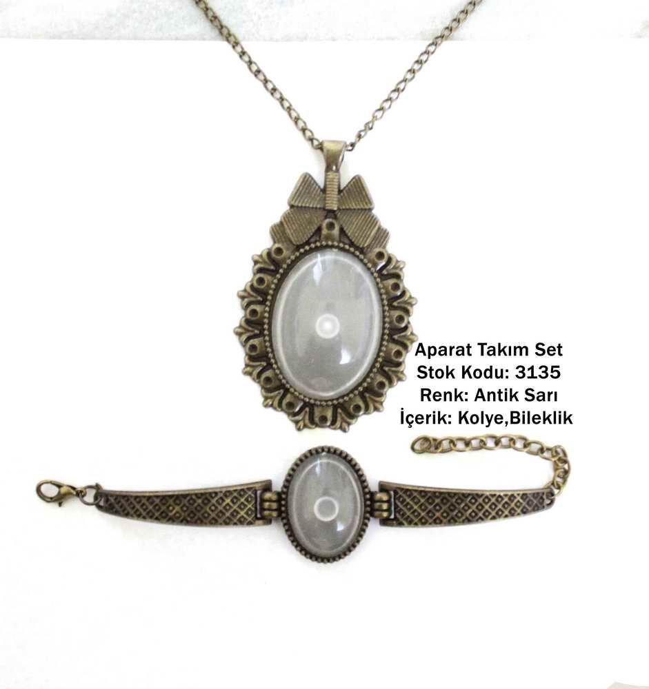 Antik Sarı Kolye Bileklik Aparat Takım Set 3135