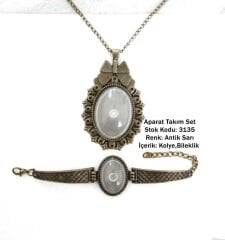 Antik Sarı Kolye Bileklik Aparat Takım Set 3135