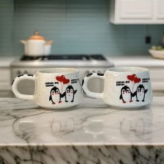 İlbay Seramik Klasik Kupa Bardak Mug 2 li Tabaklı Canım Da Canım