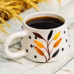 Bozkır Desenli Seramik Kupa Mug Duble Kahve Fincanı
