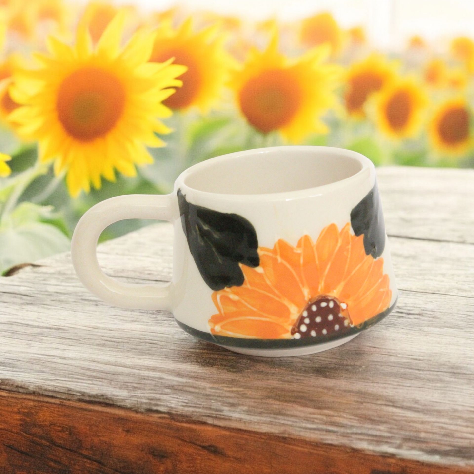 Ayçiçeği Desenli Seramik Kupa Bardak Mug