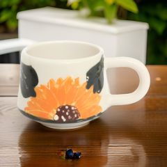 Ayçiçeği Desenli Seramik Kupa Bardak Mug