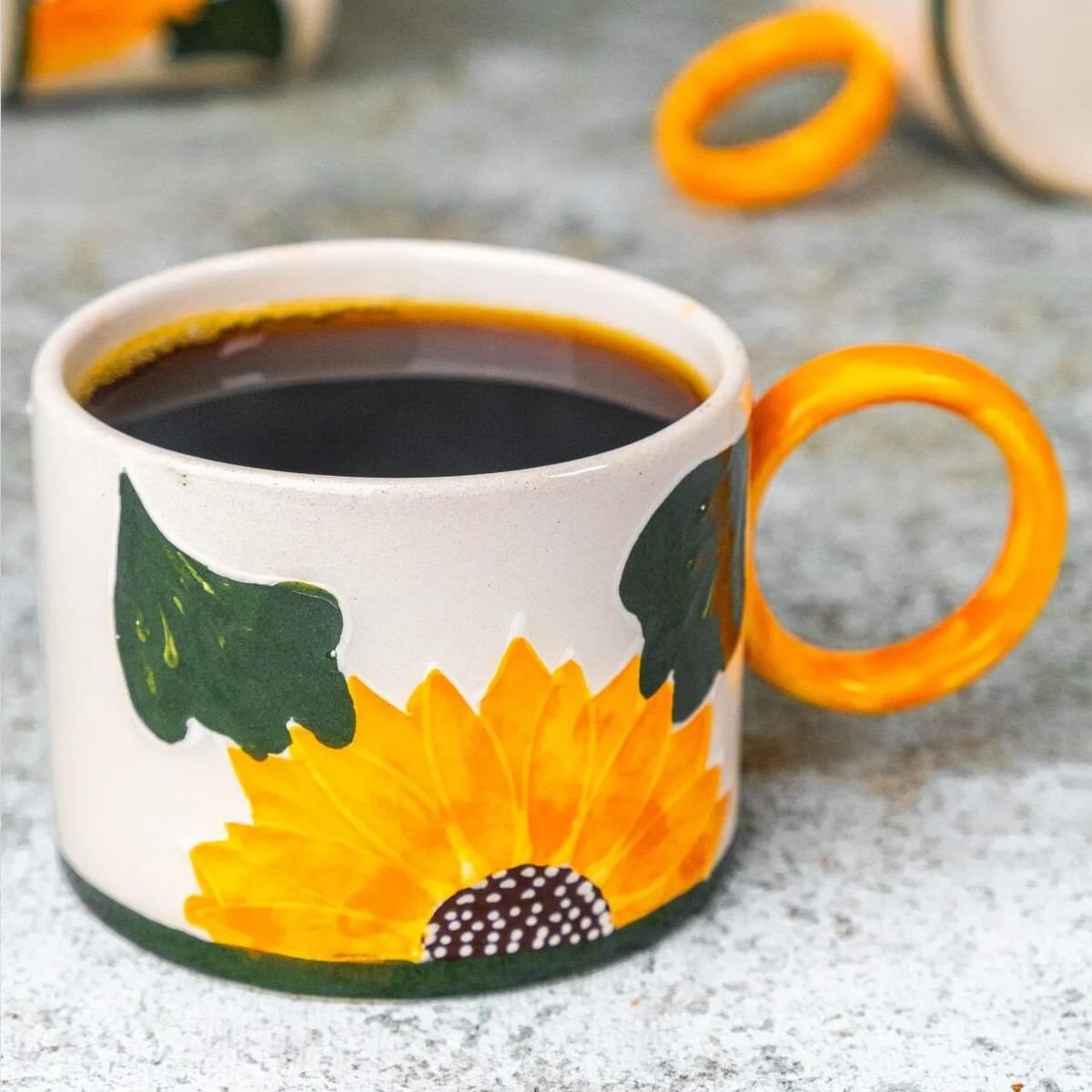 Silindir Seramik Kupa Mug Ayçiçeği