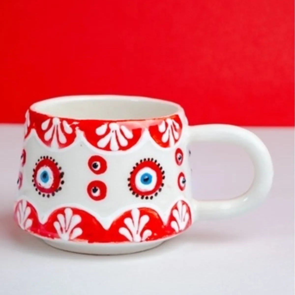 İlbay Seramik Kupa Mug Klasik Kırmızı Nazar