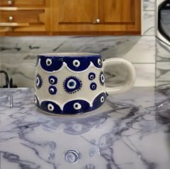 İlbay Seramik Kupa Mug Klasik Lacivert Nazar