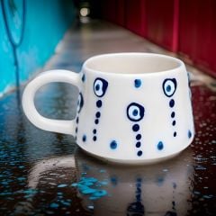 İlbay Seramik El İşi Kupa Bardak Mug Klasik Damla Nazar