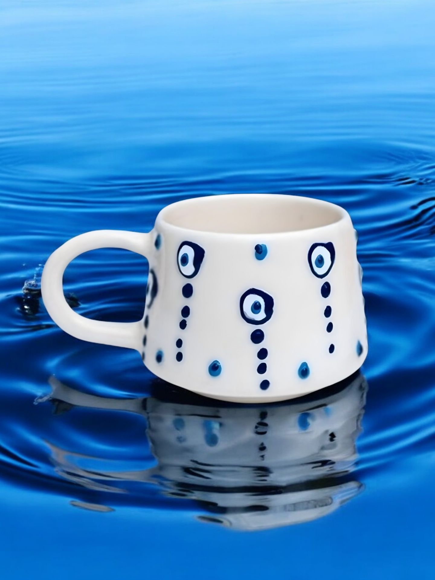 İlbay Seramik El İşi Kupa Bardak Mug Klasik Damla Nazar