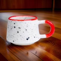 İlbay Seramik Kupa Mug Klasik Kırmızı Simli