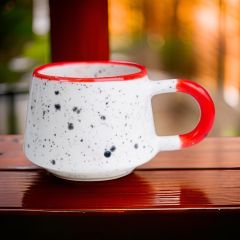 İlbay Seramik Kupa Mug Klasik Kırmızı Simli
