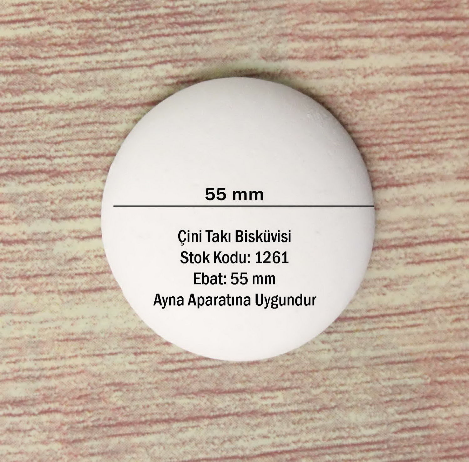 55 mm Yuvarlak Çini Takı Bisküvisi 1261 - (Ayna ve Magnet İçin )