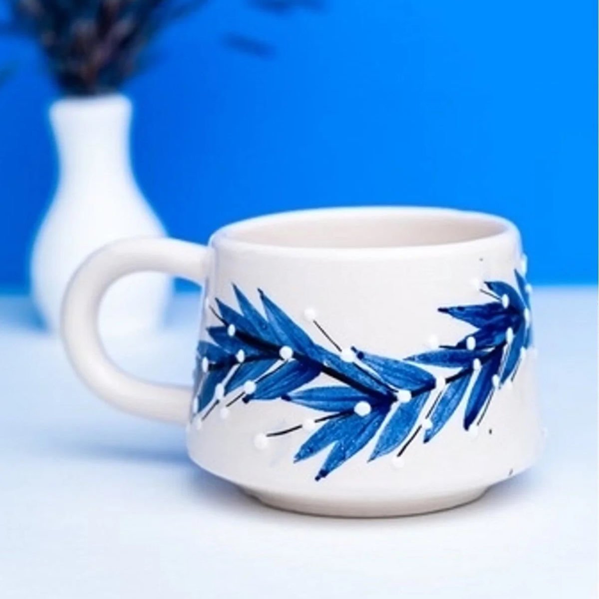 İlbay Seramik Kupa Mug Klasik Lacivert Pıtırcık