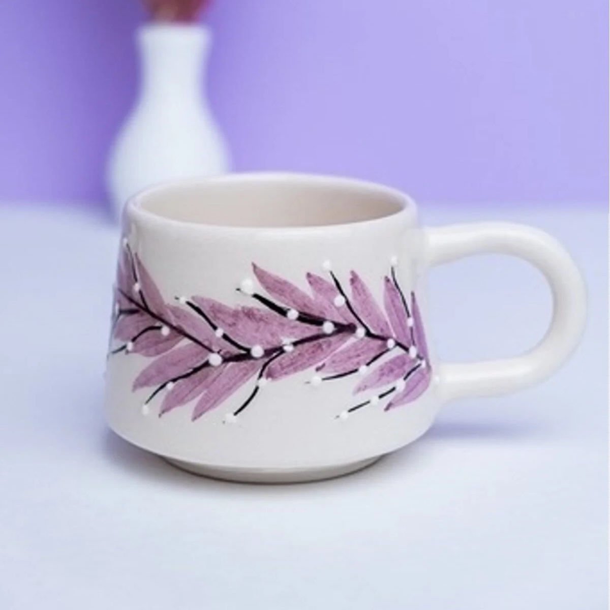 İlbay Seramik Kupa Mug Klasik Lila Pıtırcık