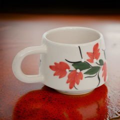 İlbay Seramik Kupa Bardak Mug Klasik Turuncu Üzüm Bağı