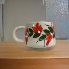 İlbay Seramik Kupa Bardak Mug Klasik Turuncu Üzüm Bağı