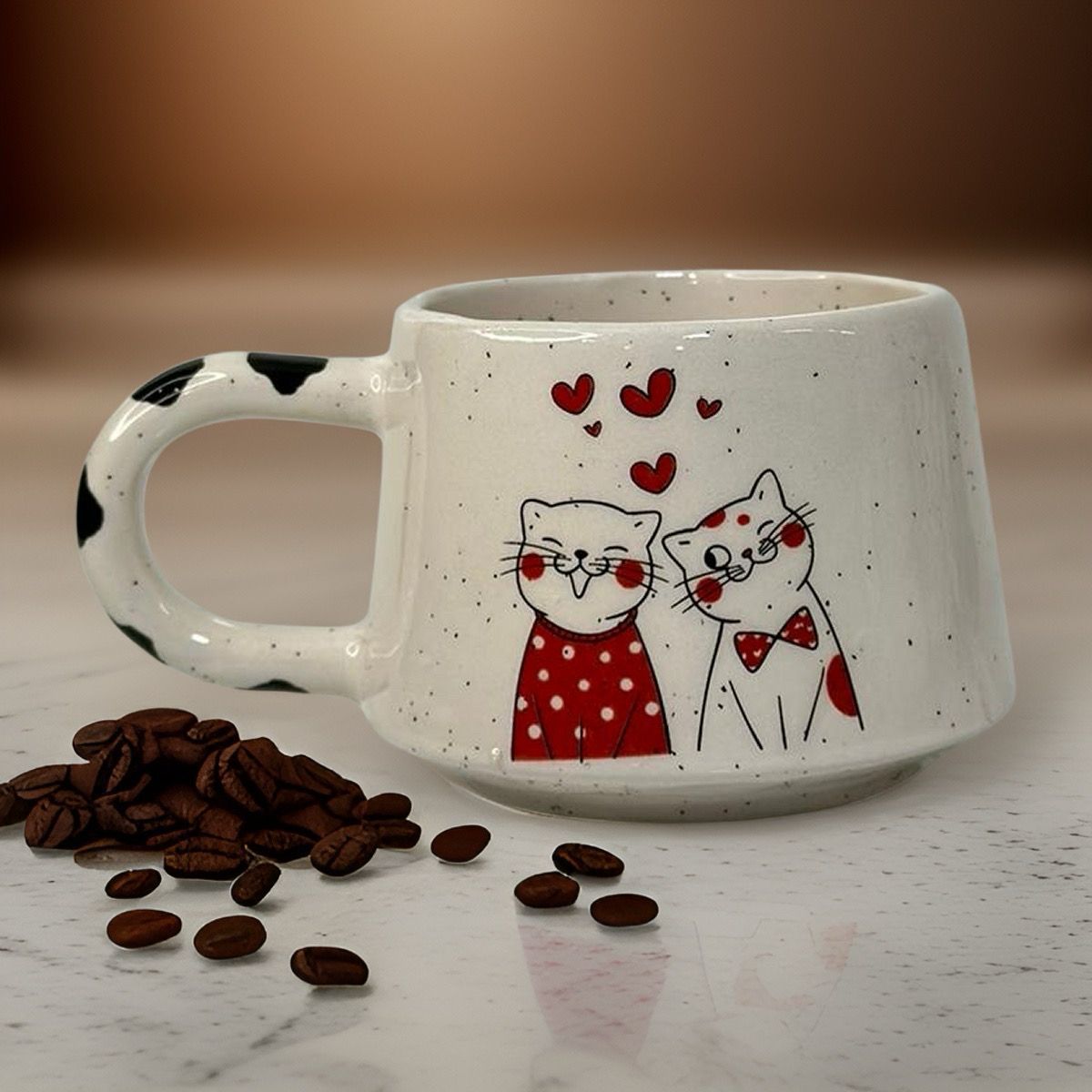 İlbay Seramik Kupa Bardak Klasik Papyonlu Kedi