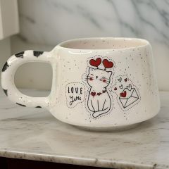 İlbay Seramik Kupa Bardak Klasik Zarflı Kedi