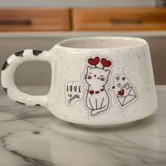 İlbay Seramik Kupa Bardak Klasik Zarflı Kedi