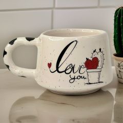 İlbay Seramik Kupa Bardak Klasik Love Kaktüs