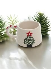 Yılbaşı Temalı El İşi Seramik Kupa Bardak Klasik Çam Ağacı Mug