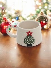 Yılbaşı Temalı El İşi Seramik Kupa Bardak Klasik Çam Ağacı Mug