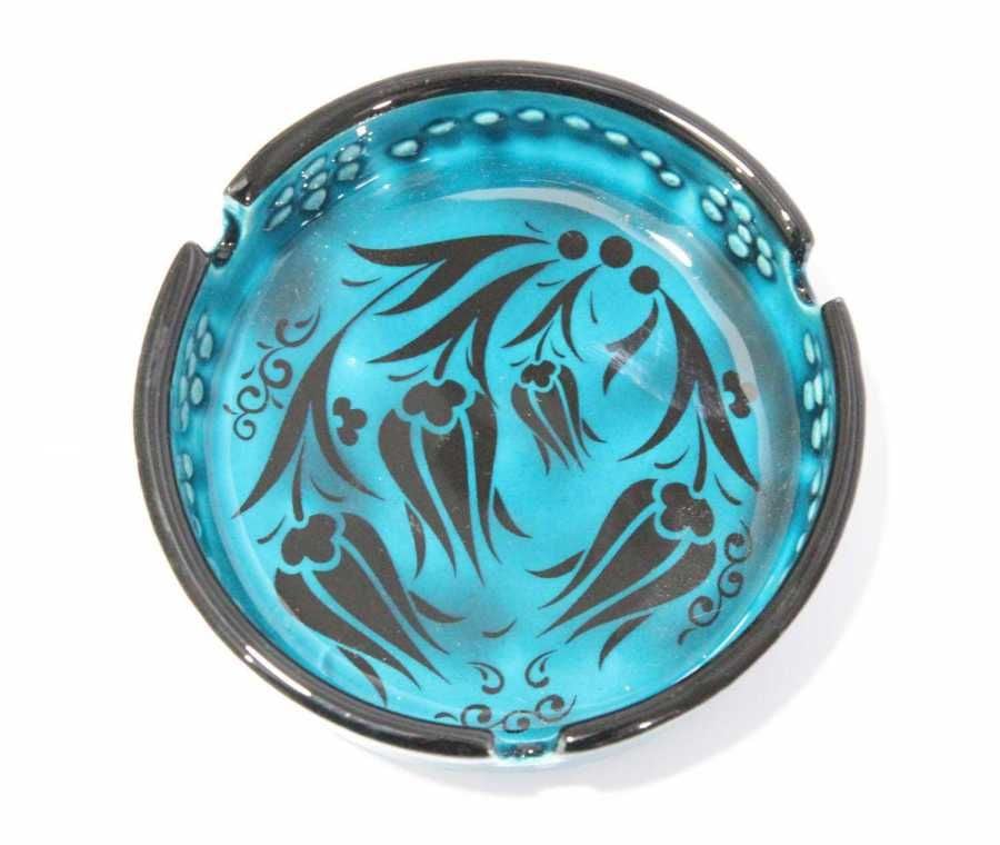 İlbay 13 cm Mavi Turkuaz Renkli Çini Seramik Küllük