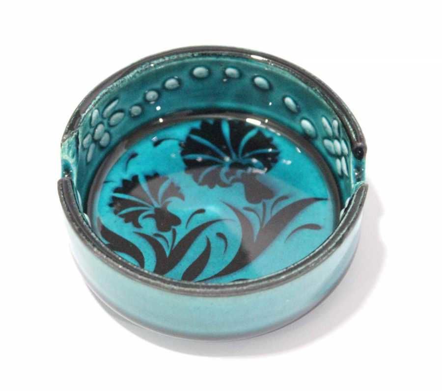 İlbay 8 cm Yeşil Turkuaz Renkli Çini Seramik Küllük