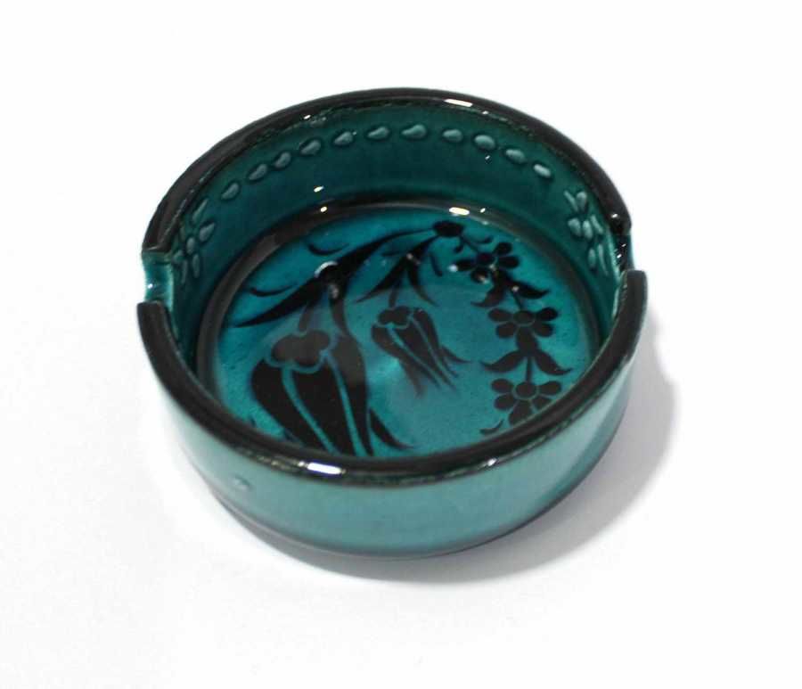 İlbay 8 cm Yeşil Turkuaz Renkli Çini Seramik Küllük