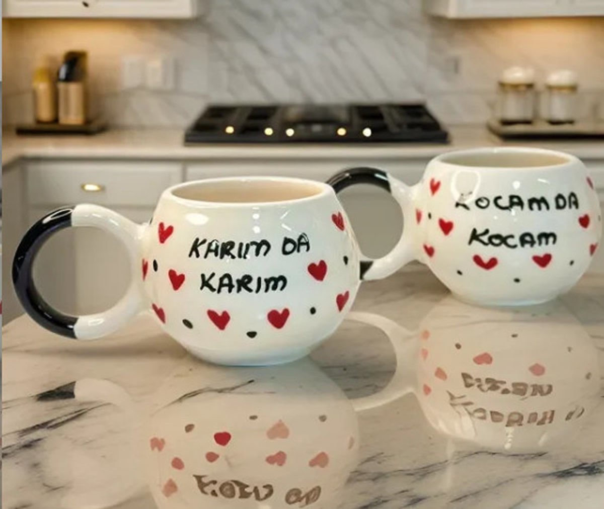 İlbay Seramik Ece Kupa Bardak İkili Karım da Karım Kocam da Kocam