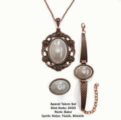 Kolye Bileklik Yüzük Aparat Takım Set 2420 Bakır Kaplama