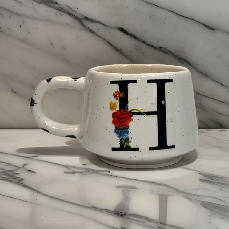 İlbay Seramik Harfli Klasik Kupa Bardak Mug - H Harfi