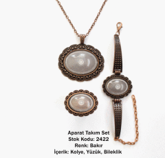 Kolye Bileklik Yüzük Aparat Takım Set 2422 Bakır Kaplama