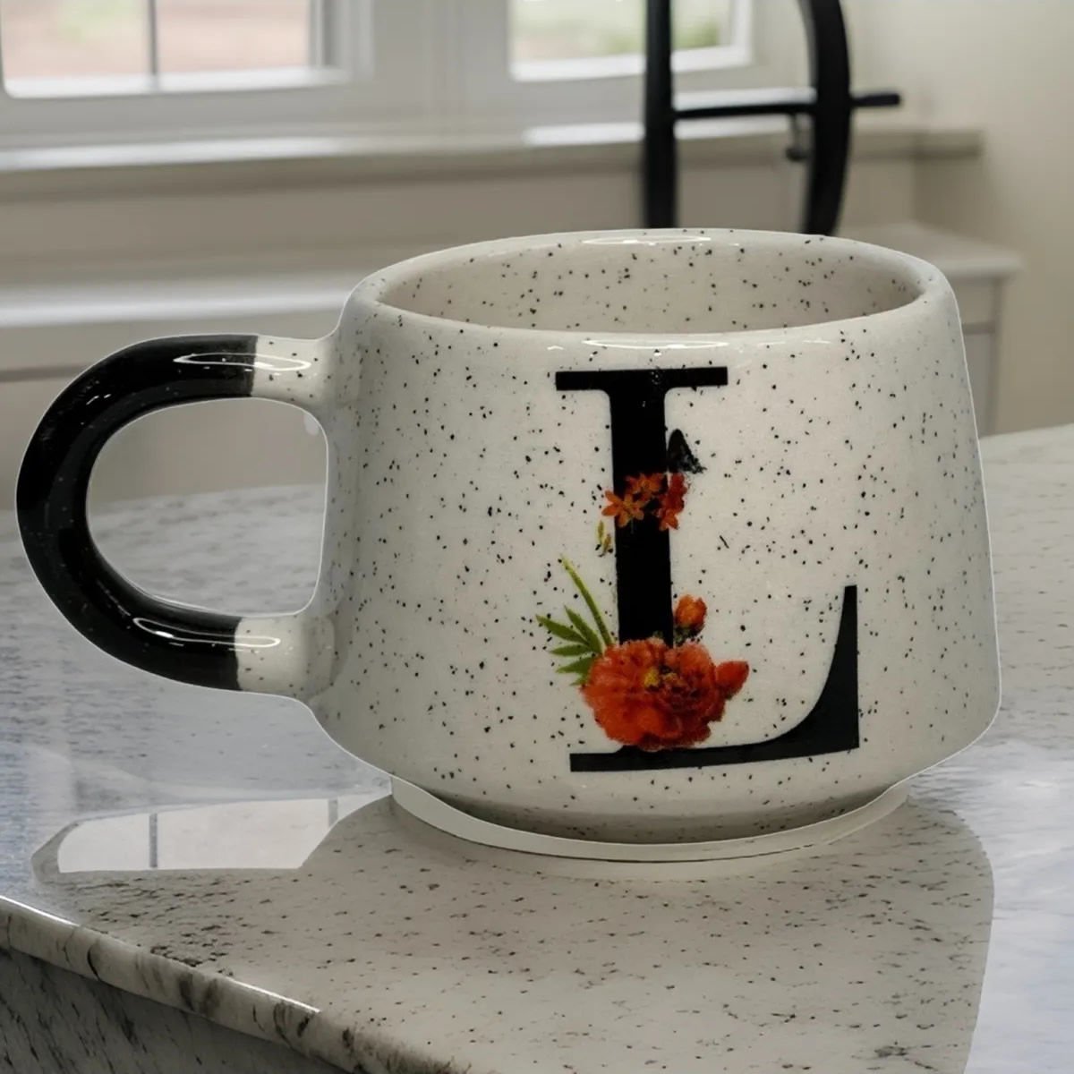 İlbay Seramik Harfli Klasik Kupa Bardak Mug - L Harfi