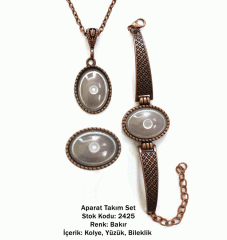 Kolye Bileklik Yüzük Aparat Takım Set 2425 Bakır Kaplama