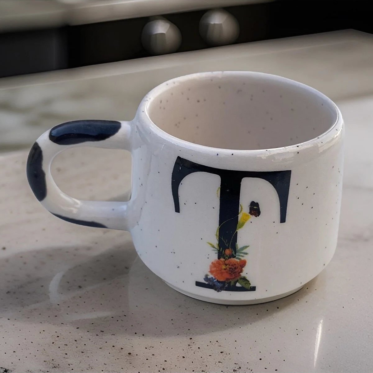 İlbay Seramik Harfli Klasik Kupa Bardak Mug - T Harfi