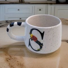 İlbay Seramik Harfli Klasik Kupa Bardak Mug - S Harfi