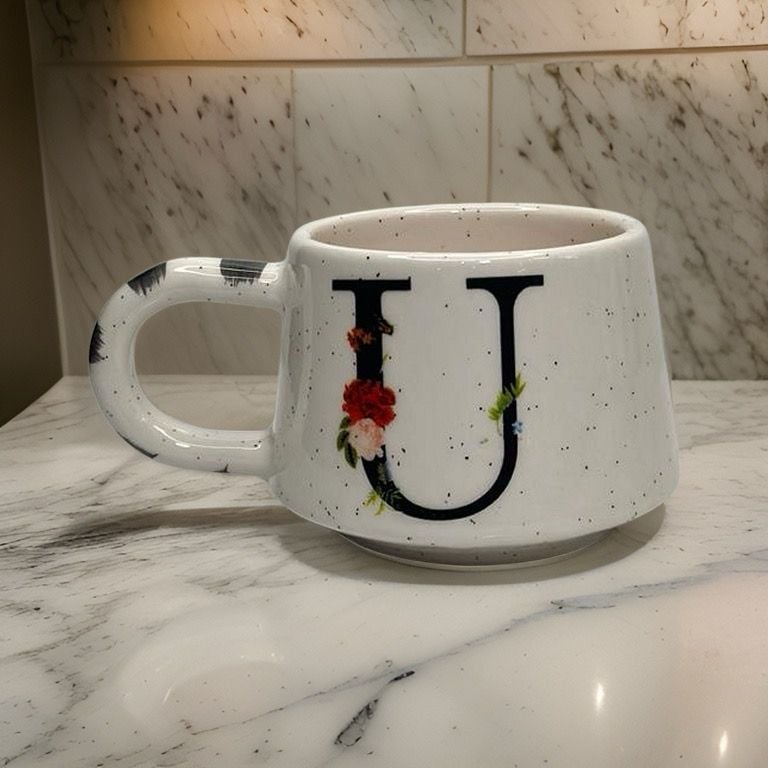 İlbay Seramik Harfli Klasik Kupa Bardak Mug - U Harfi