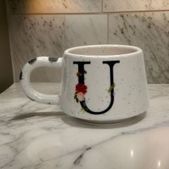 İlbay Seramik Harfli Klasik Kupa Bardak Mug - U Harfi