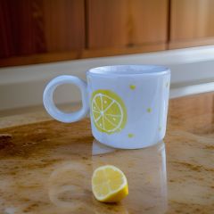 İlbay El İşi Seramik Silindir Kupa Mug Sarı Limon