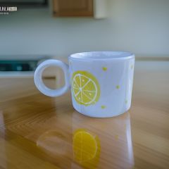 İlbay El İşi Seramik Silindir Kupa Mug Sarı Limon