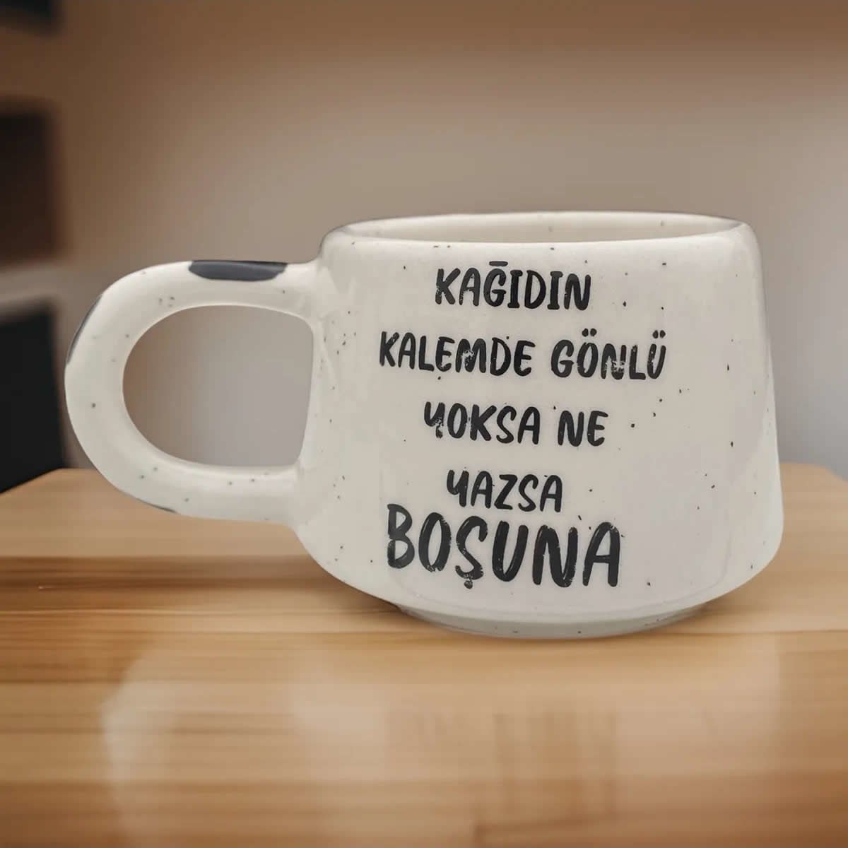 İlbay El İşi Seramik Klasik Kupa Mug Kağıt Kalem